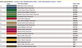 Jeep factory color codes
