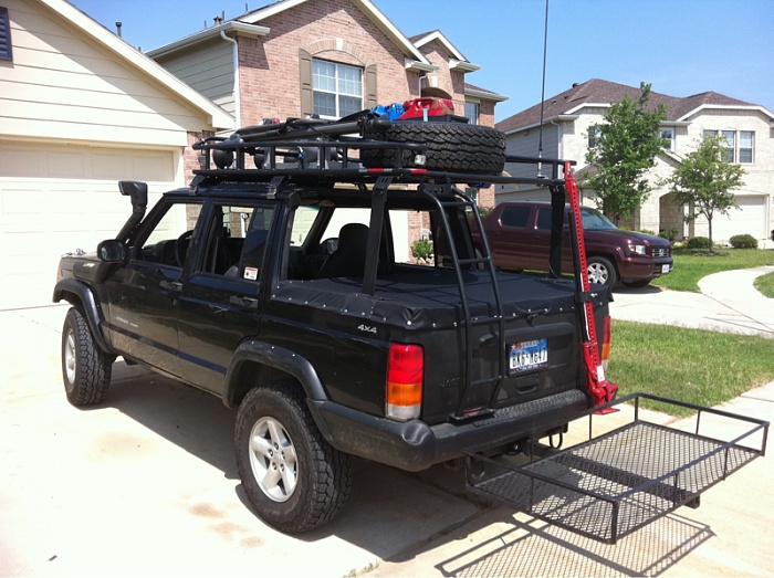 Full size rack on chopped xj with ladder Jeep Cherokee Forum