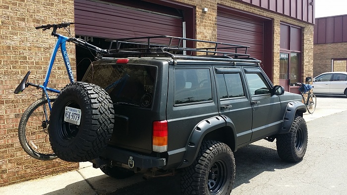 Rear bumper, spare tire carrier, rugged ridge fender flares, tow hitch-jeep-fender-flares-attached.jpg